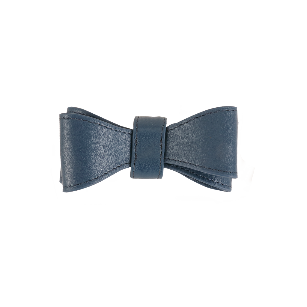 NAVY LEATHER CAT BOW TIE