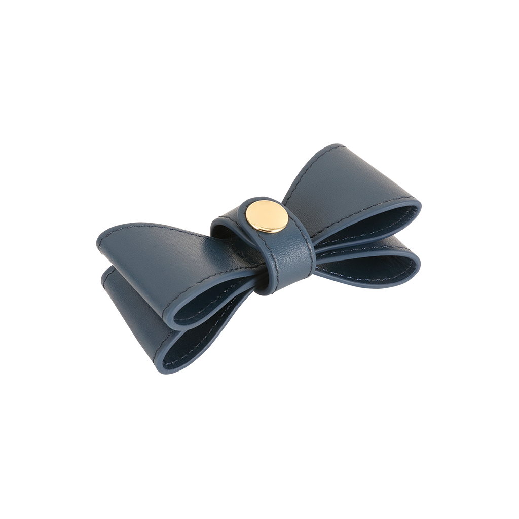 NAVY LEATHER CAT BOW TIE