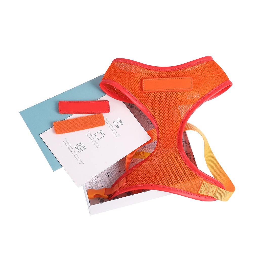 Orange Dog Harness with Red Trim