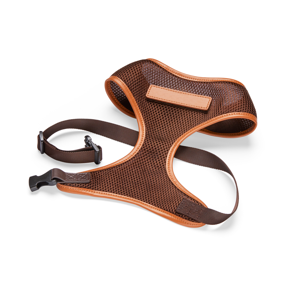 Dark Brown Dog Harness with Tan Trim