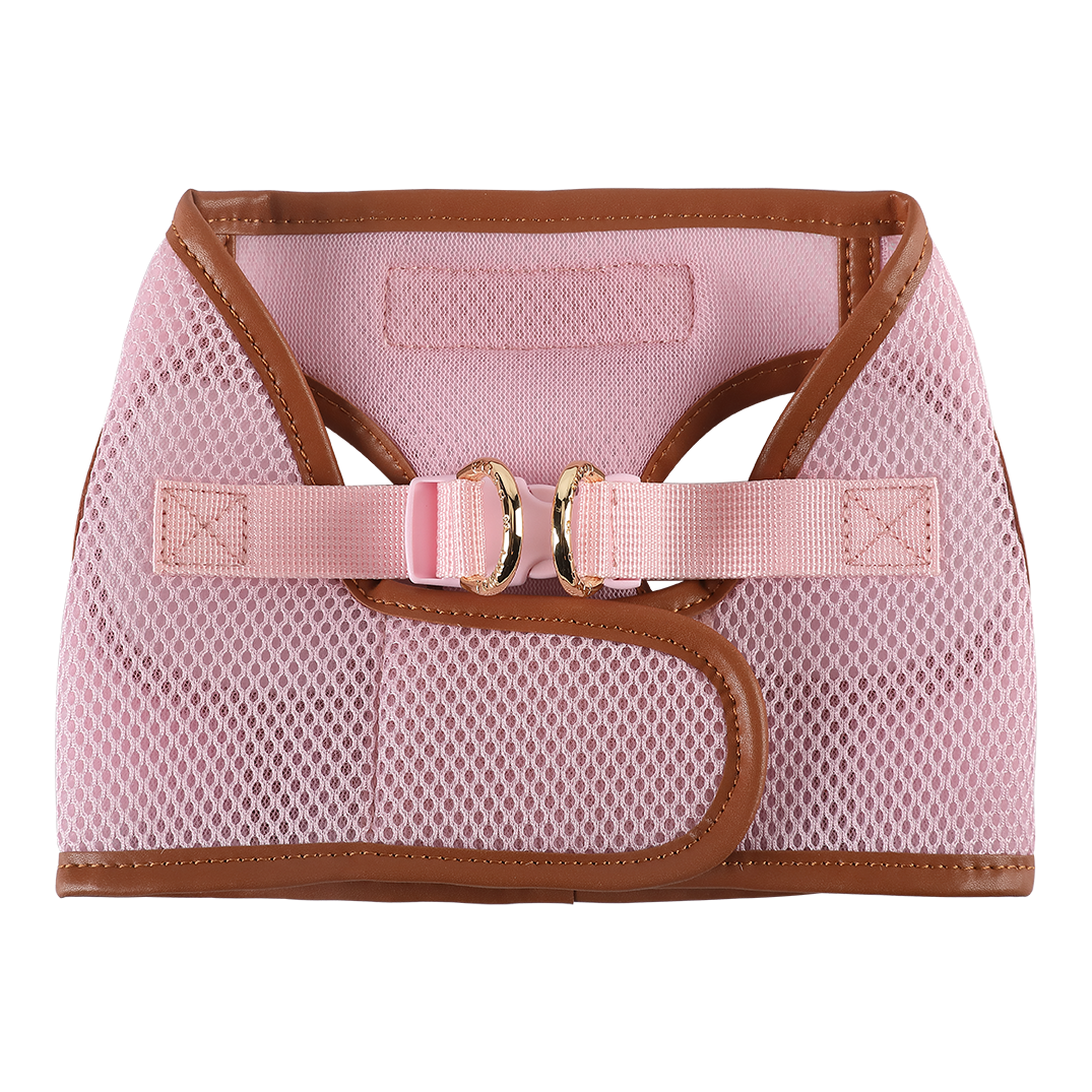 Pink Cat Harness with Tan Trim