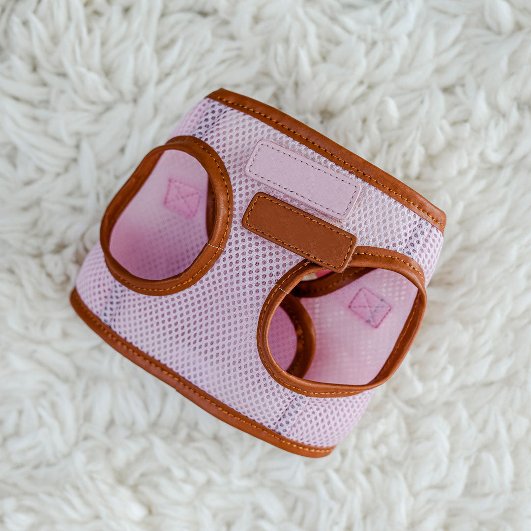 Pink Cat Harness with Tan Trim